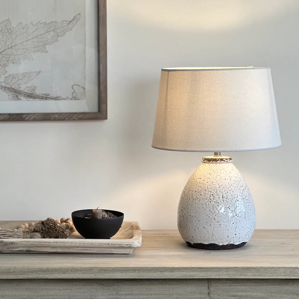 Amiras Small Crackle Glazed Bell Table Lamp Base - Image 3