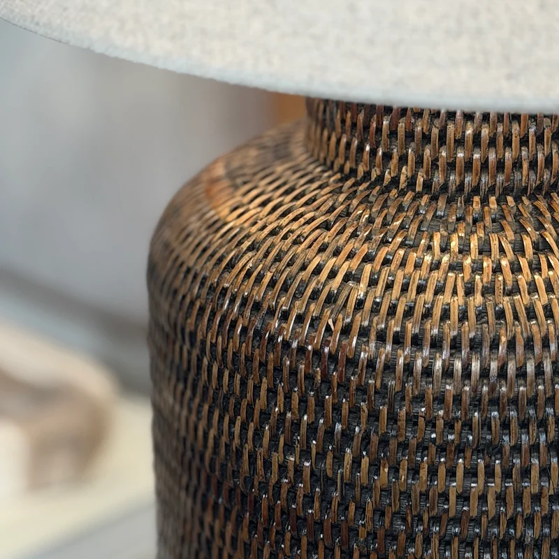 Antique Brown Rattan Tea Caddy Lamp - Image 3