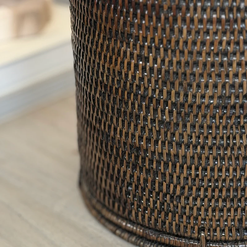 Antique Brown Rattan Tea Caddy Lamp - Image 8