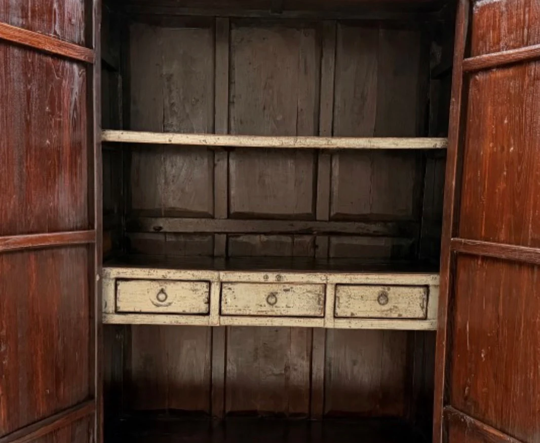 Antique Chinese Cabinet Taupe 129cm - Image 4