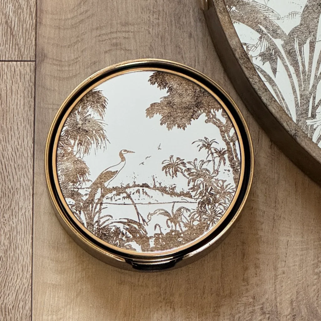 Antique Gold Grasses Tray and Coasters - Image 3