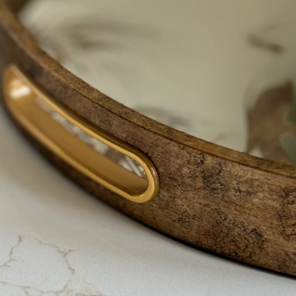 Antique Gold Grasses Tray and Coasters - Image 6