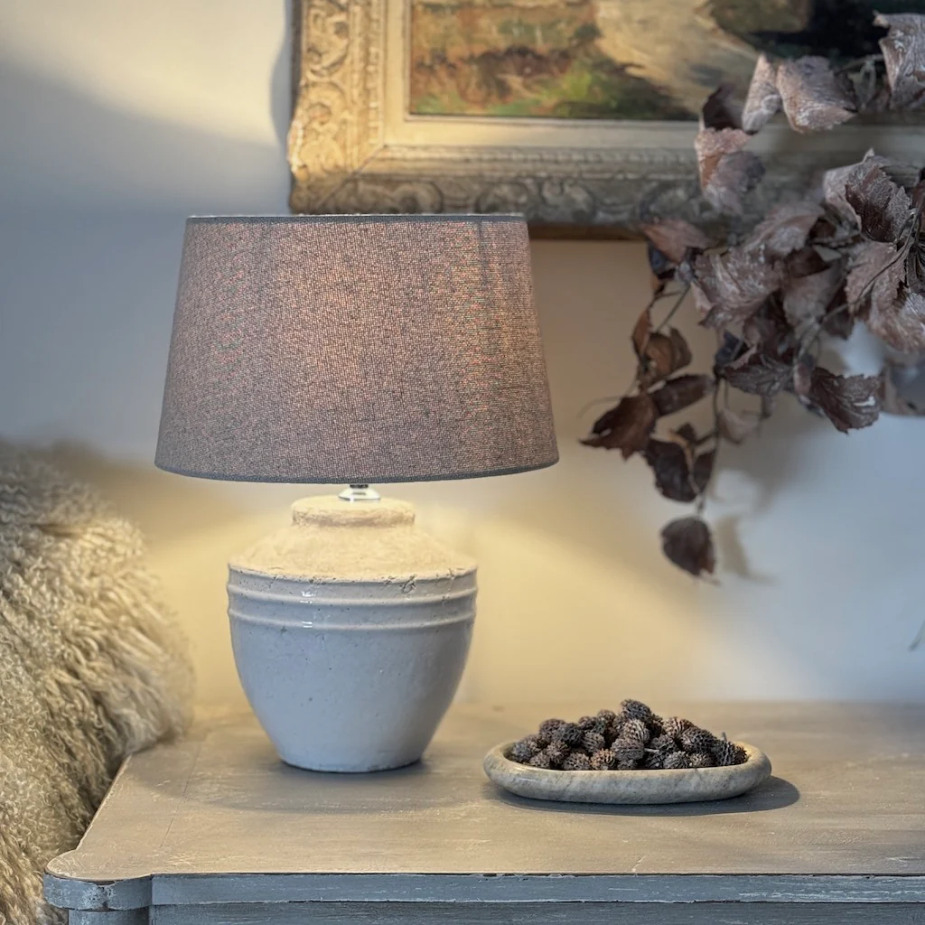 Antique White Distressed Glazed Table Lamp Toba - Image 4