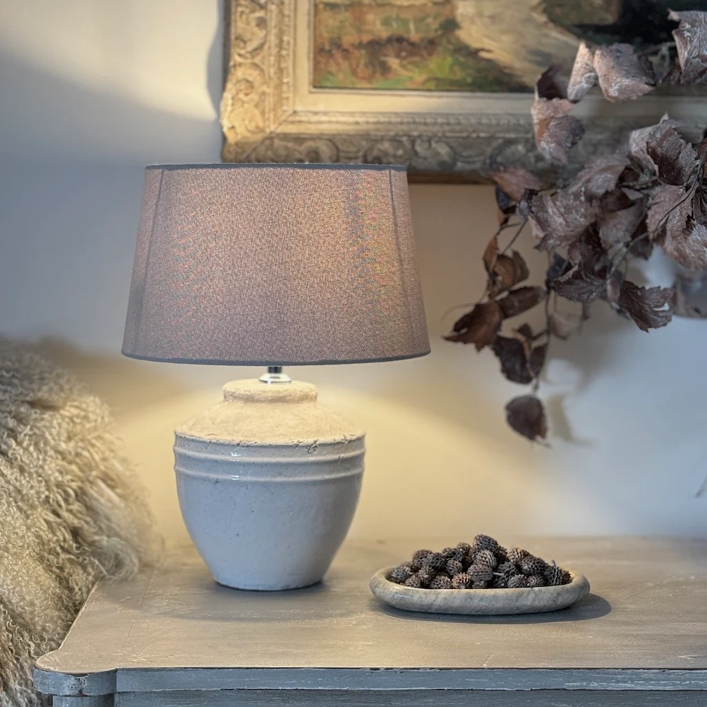 Antique White Distressed Glazed Table Lamp Toba - Image 5