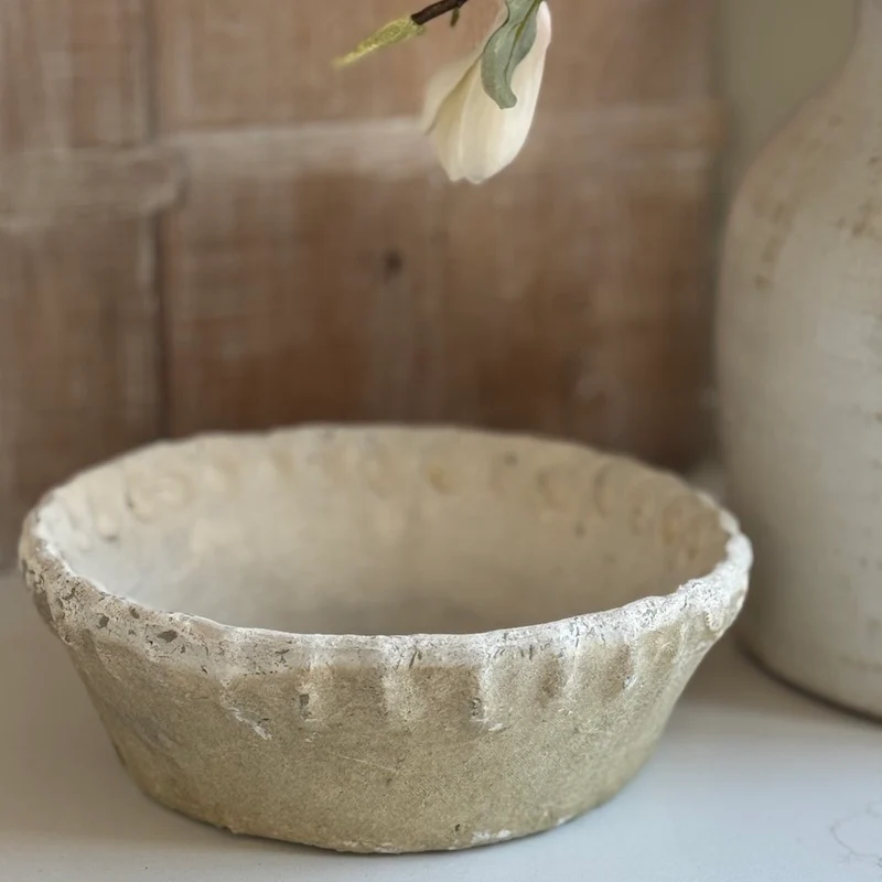 Antiqued Whitestone Dish Planter Frill Rim - Image 2