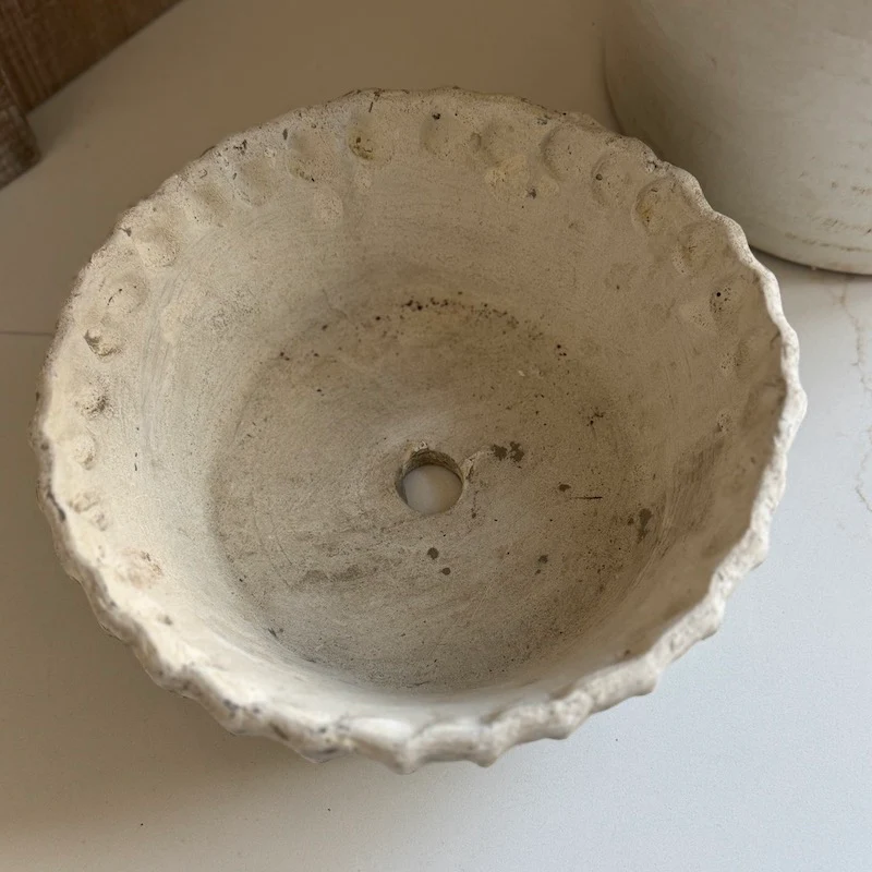 Antiqued Whitestone Dish Planter Frill Rim - Image 5