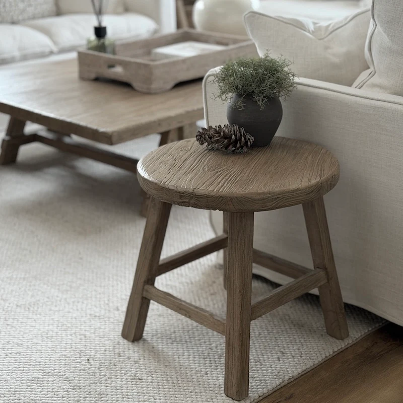 Antrim Reclaimed Elm Round Side Table - Image 3