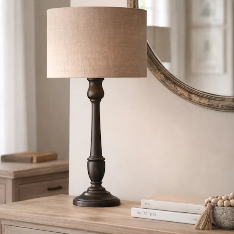 Aptvica Antique Black Mango Wood Table Lamp Base Only