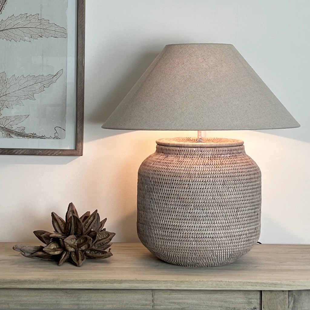 Ashcliffe Rattan Table Lamp Natural Whitewash