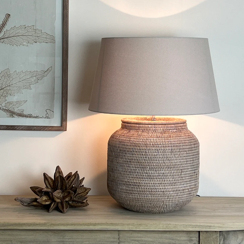 Ashcliffe Rattan Table Lamp Natural Whitewash - Image 3