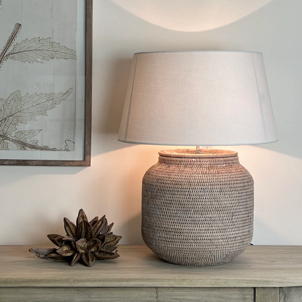 Ashcliffe Rattan Table Lamp Natural Whitewash - Image 4