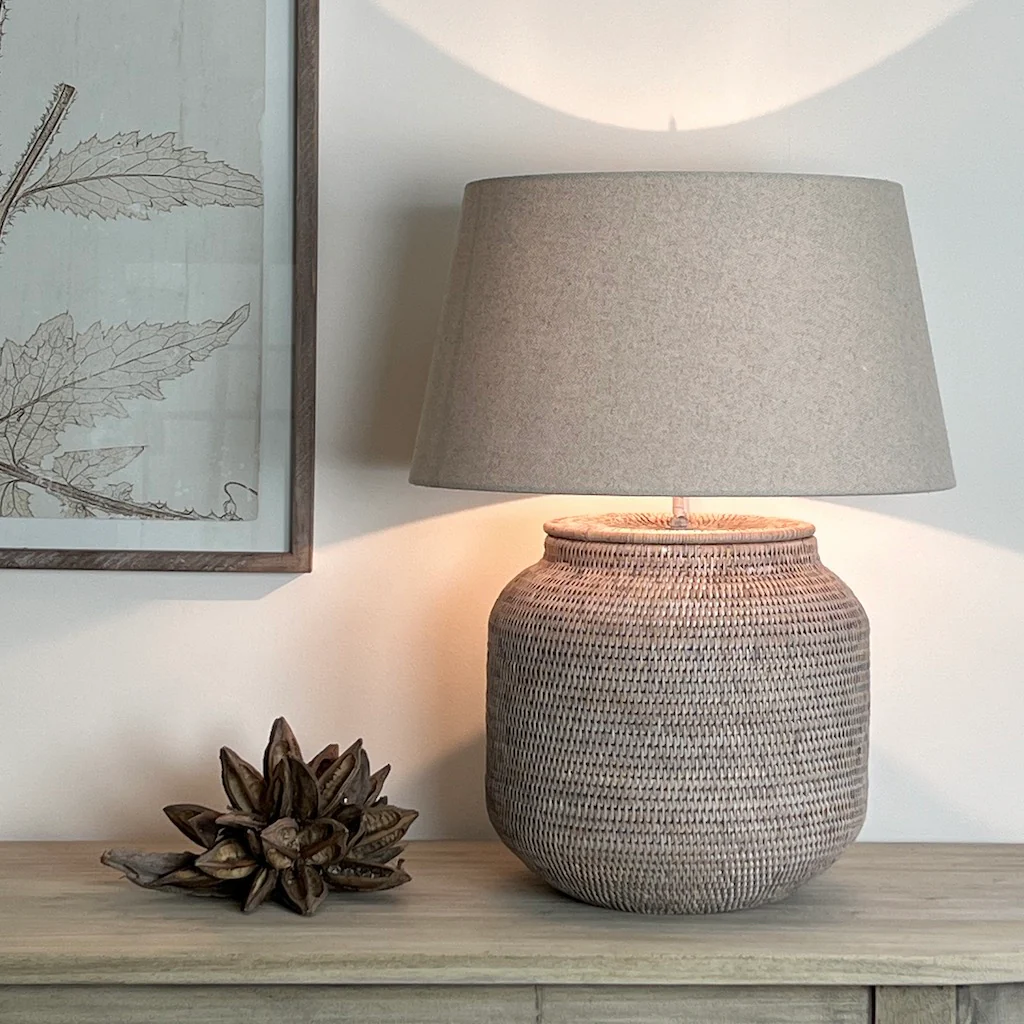 Ashcliffe Rattan Table Lamp Natural Whitewash - Image 5