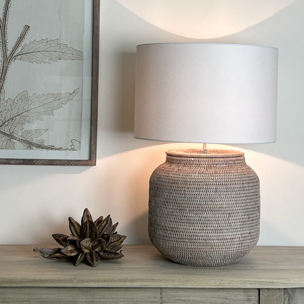 Ashcliffe Rattan Table Lamp Natural Whitewash - Image 6