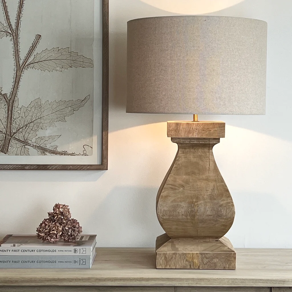 Aspen Large Chunky Solid Wood Table Lamp - Image 5