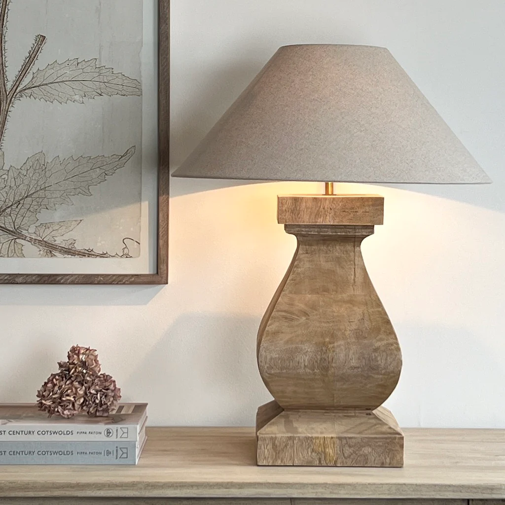 Aspen Large Chunky Solid Wood Table Lamp - Image 6