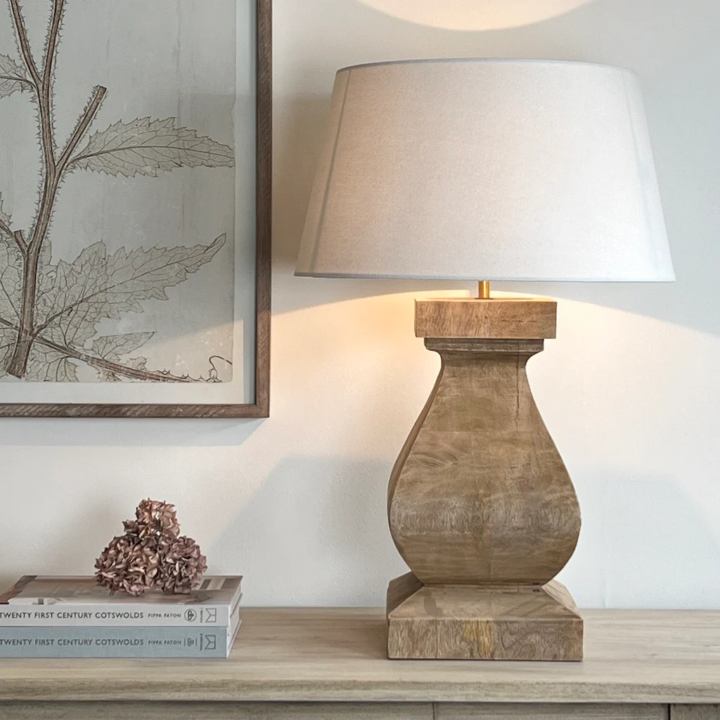 Aspen Large Chunky Solid Wood Table Lamp - Image 7