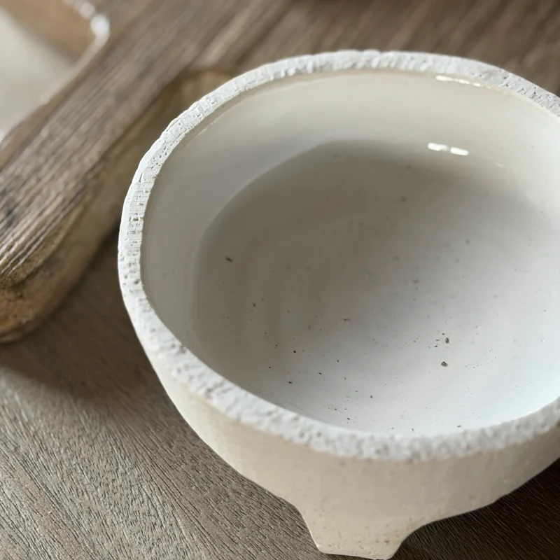 Assila Small Glazed Footed Bowl White - Image 2
