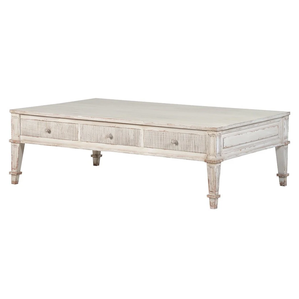 Gustavus 3 Drawer Ribbed Coffee Table - Image 2