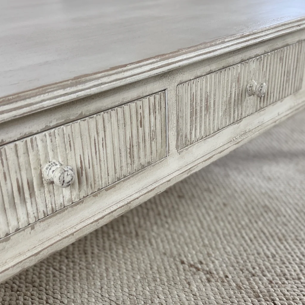Gustavus 3 Drawer Ribbed Coffee Table - Image 3
