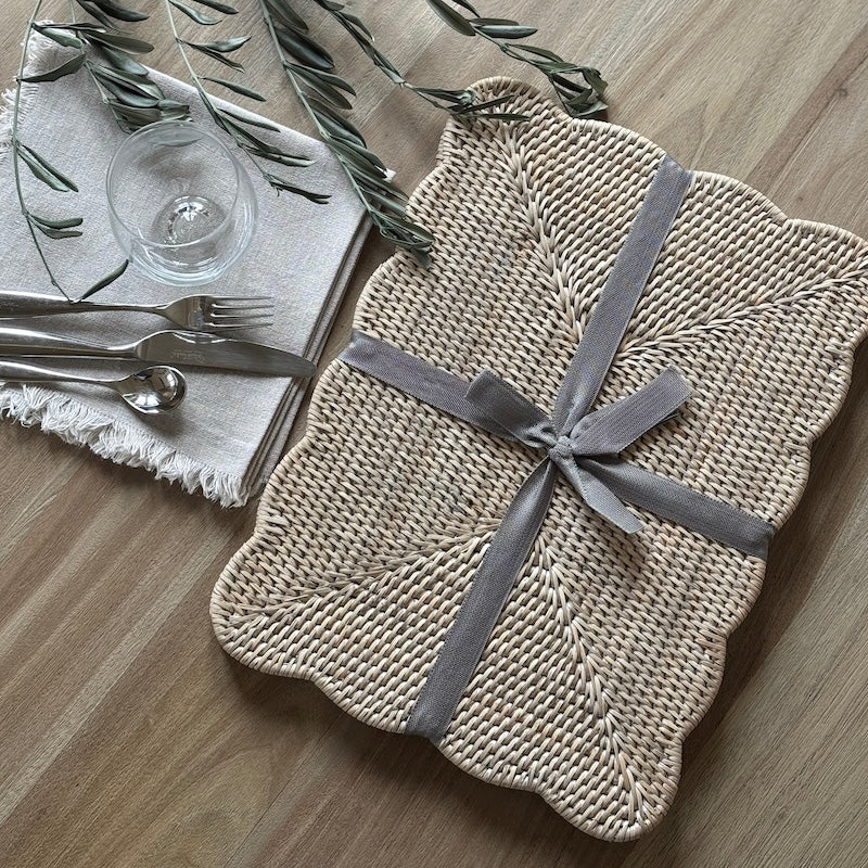 Ayre Rattan Scallop Edge Rectangular Placemat - Image 2