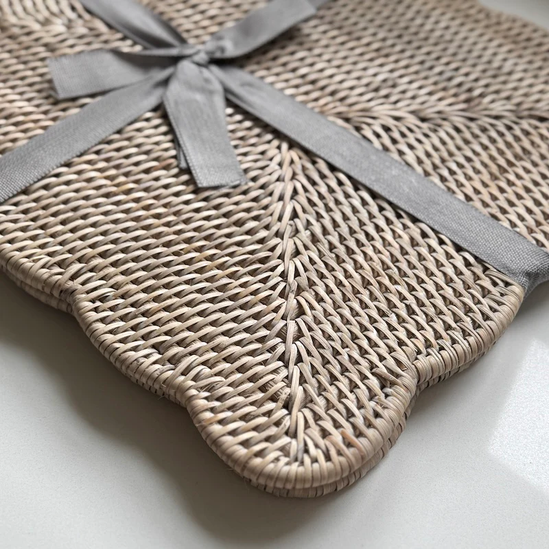Ayre Rattan Scallop Edge Rectangular Placemat - Image 3