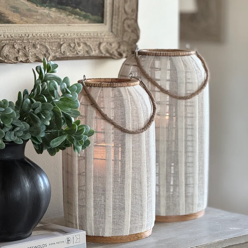 Bamboo and Linen Lantern