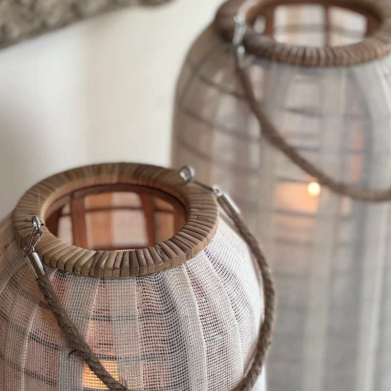Bamboo and Linen Lantern - Image 2