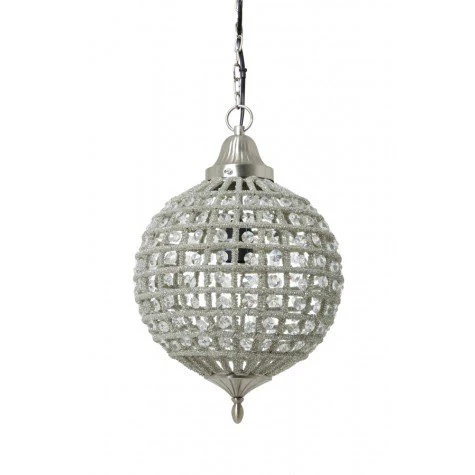 Beaded Pendant Crystal Nickel Effect Ceiling Light - Image 3