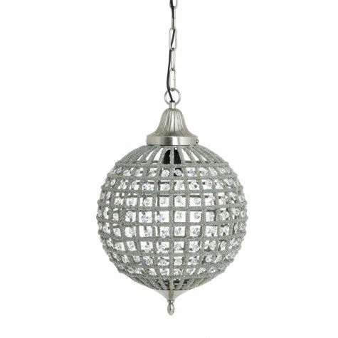 Beaded Pendant Crystal Nickel Effect Ceiling Light - Image 4