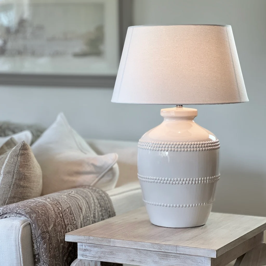 Beaded Off White Table Lamp With Shade Choice - Image 2
