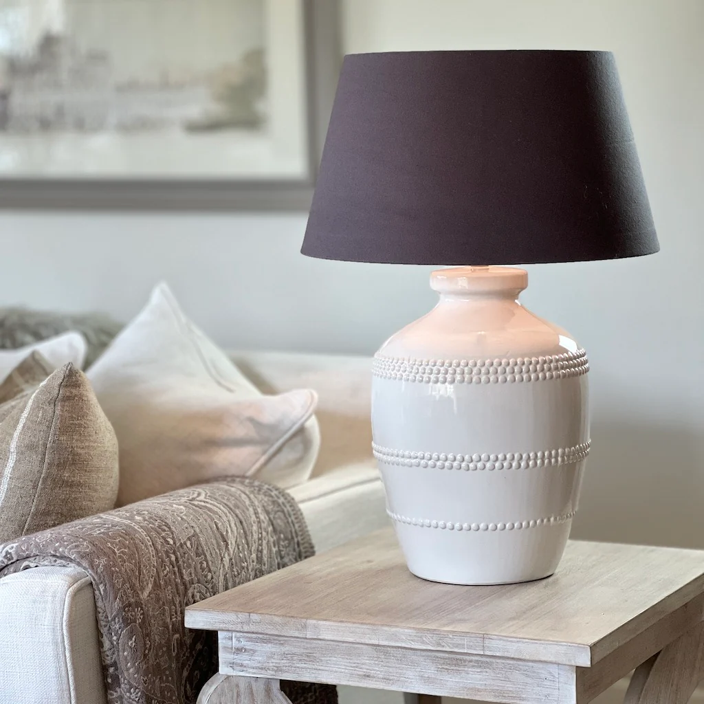 Beaded Off White Table Lamp With Shade Choice - Image 4
