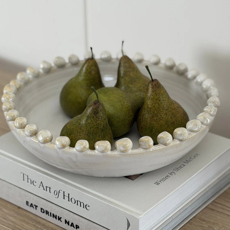 Beaded Rim Ceramic Display Bowl