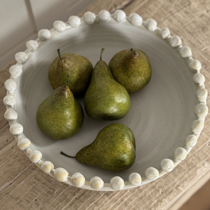 Beaded Rim Ceramic Display Bowl - Image 2