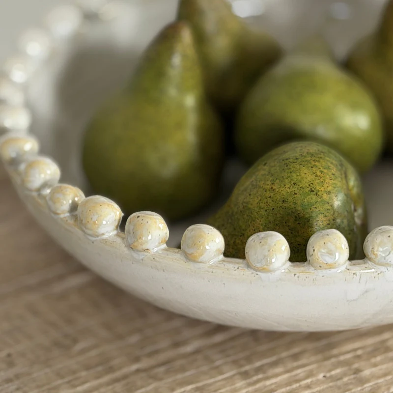 Beaded Rim Ceramic Display Bowl - Image 3