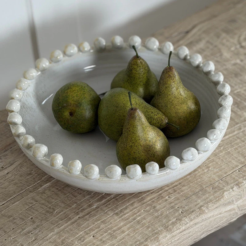 Beaded Rim Ceramic Display Bowl - Image 4