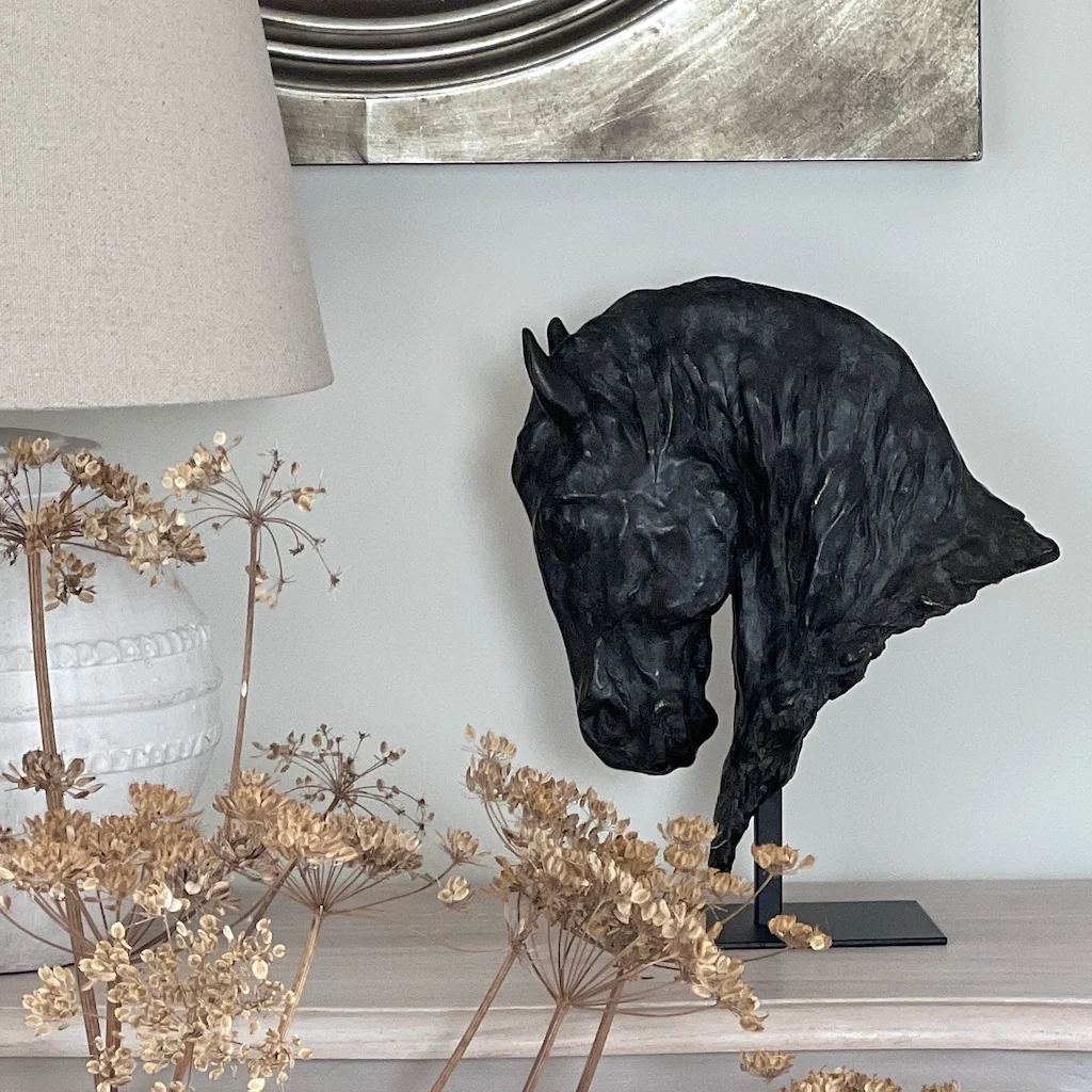 Black Horse Head Rough Cast Sculpture - Image 4