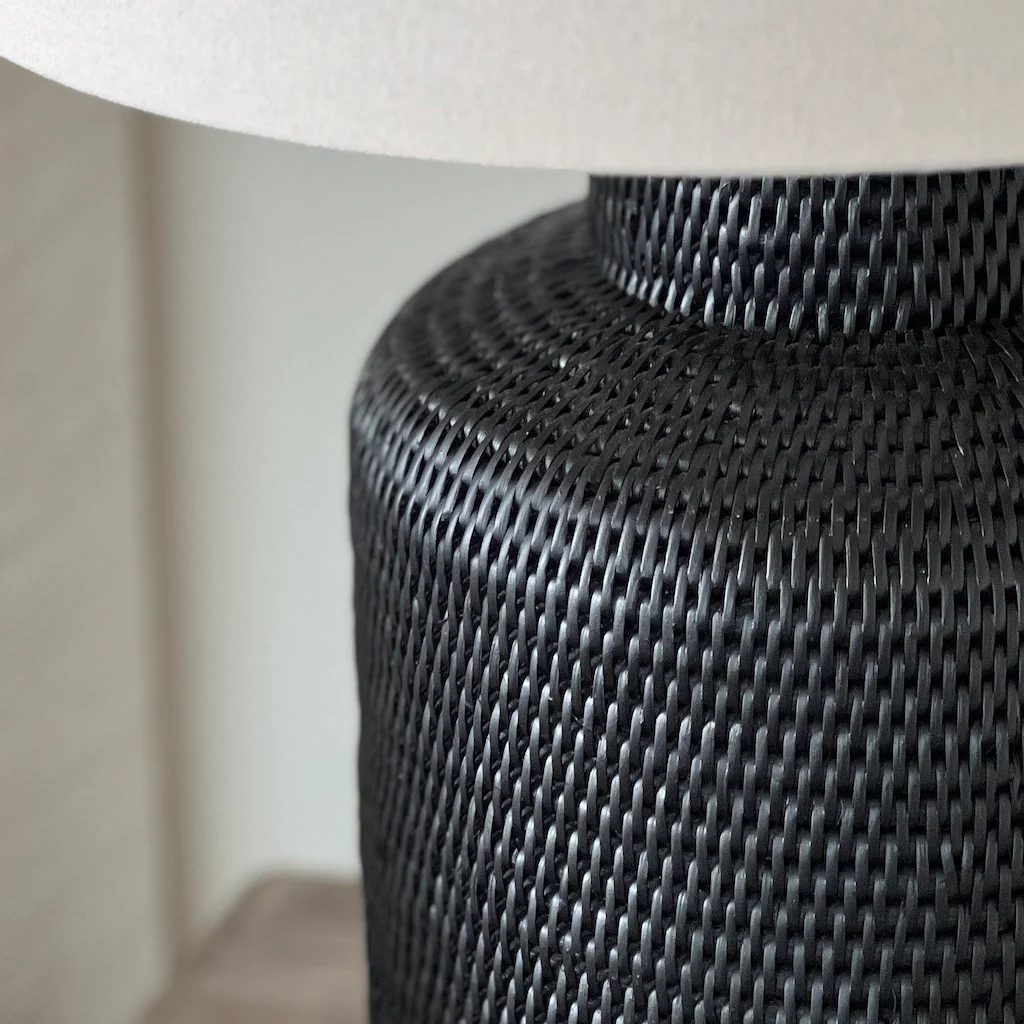 Black Rattan Tea Caddy Lamp - Image 4