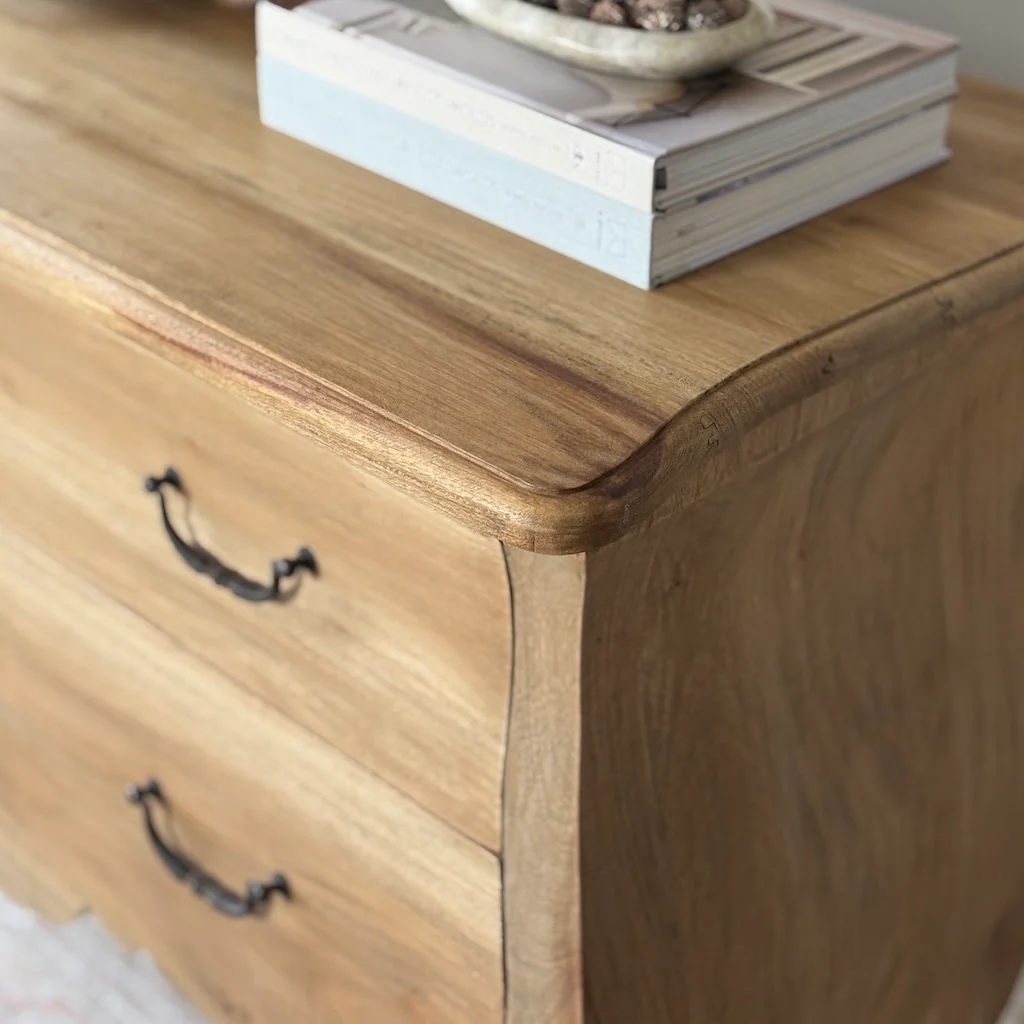 Bleached Mahogany Stained 2 Drawer Bombe Chest - Image 3