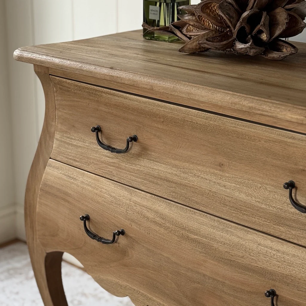 Bleached Mahogany Stained 2 Drawer Bombe Chest - Image 6