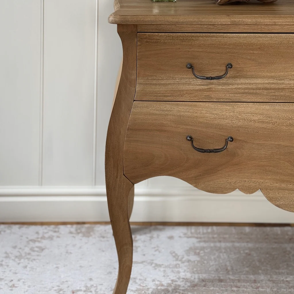 Bleached Mahogany Stained 2 Drawer Bombe Chest - Image 7