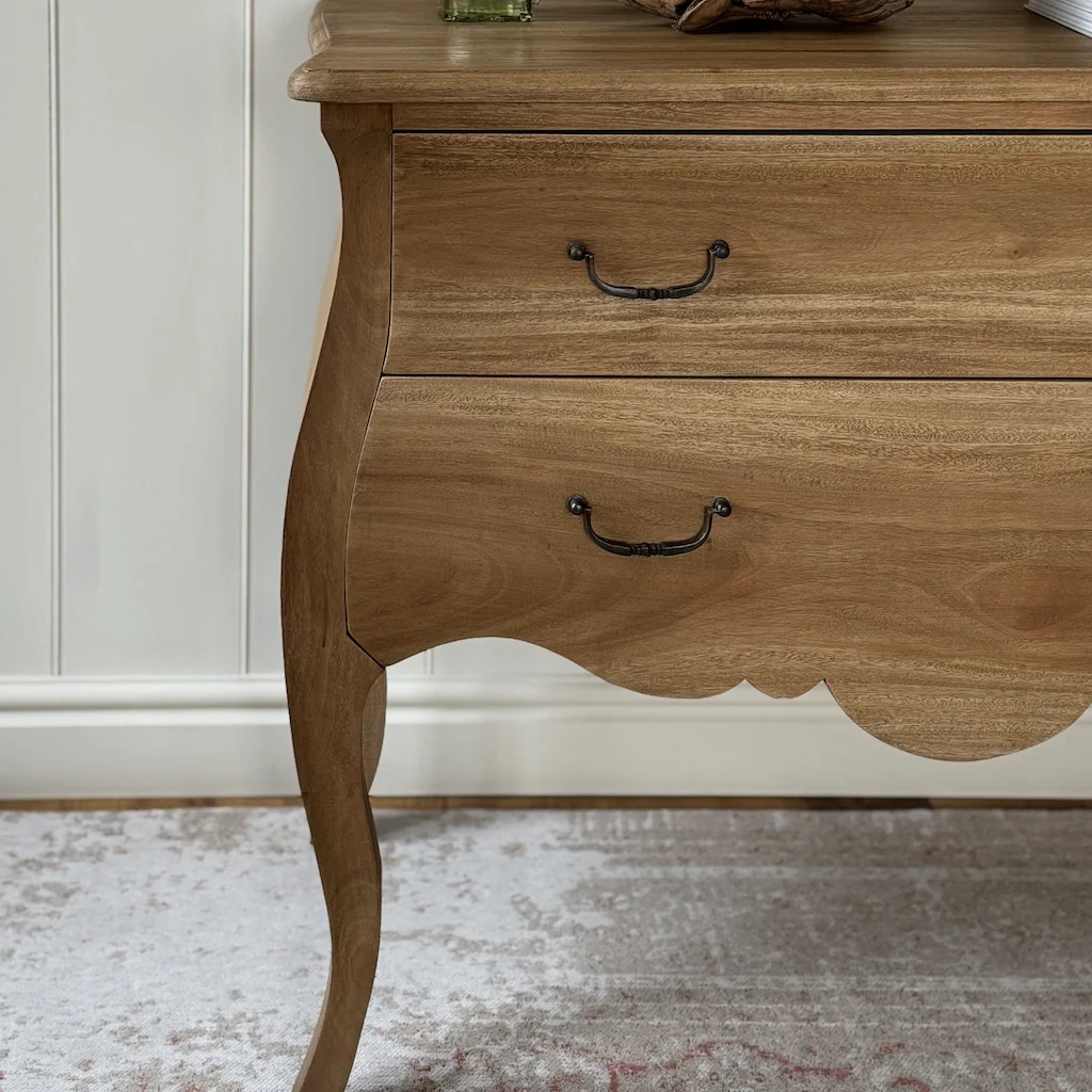 Bleached Mahogany Stained 2 Drawer Bombe Chest - Image 8