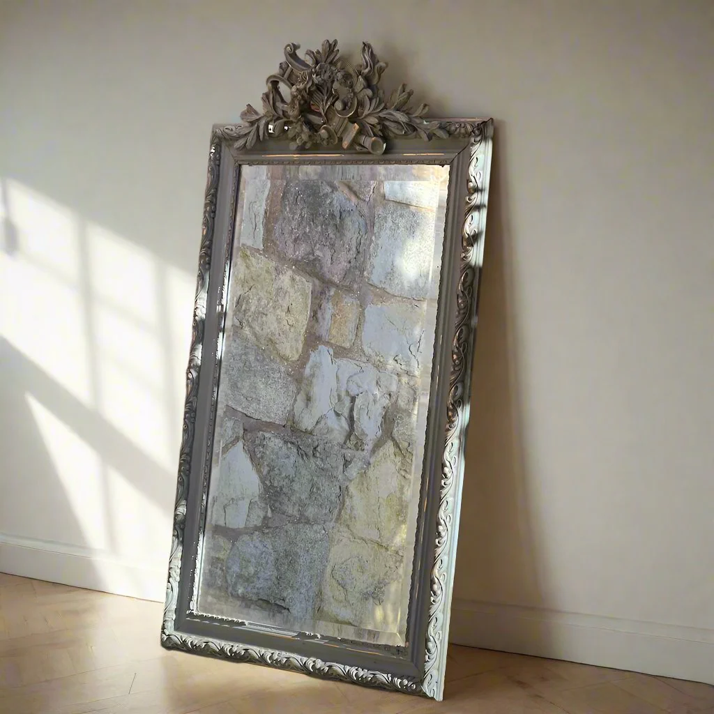 Original French Antique Painted Mirror