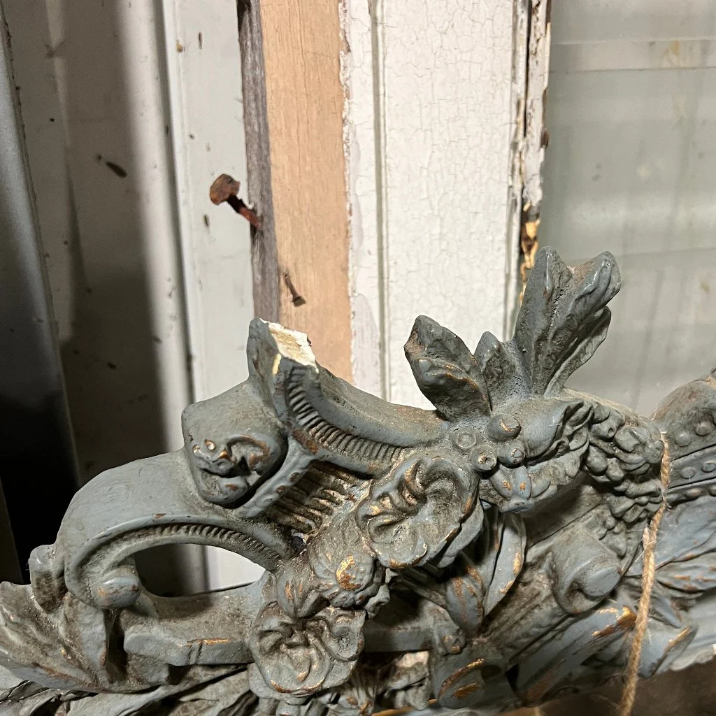 Original French Antique Painted Mirror - Image 3