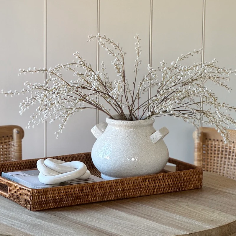 Bowness Rustic Crackle Glazed White Pot with Handles - Image 3