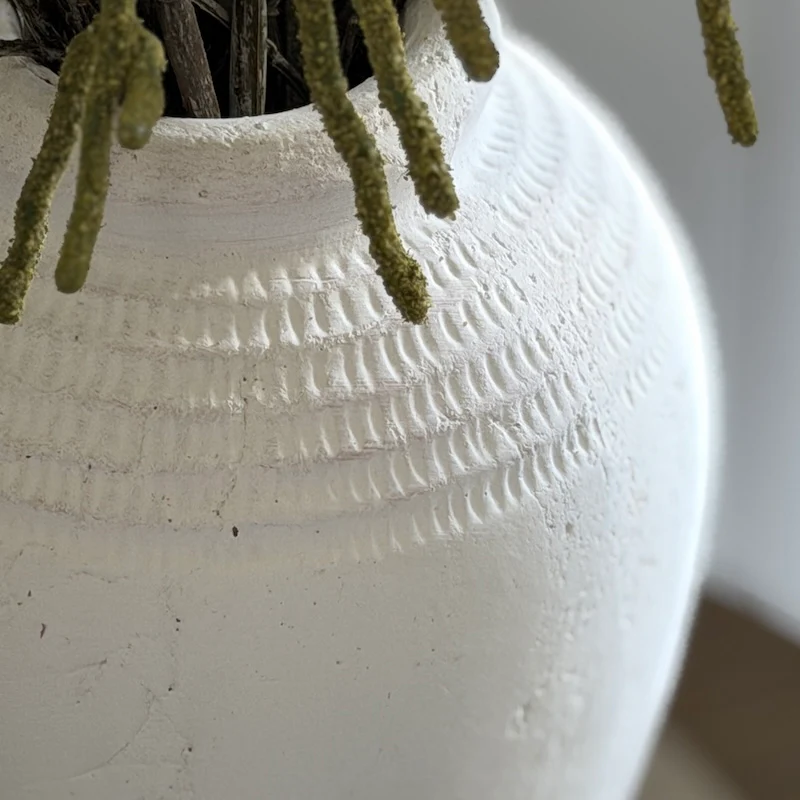 Cole Textured Stone Vase – Handcrafted Rustic Decorative Pot - Image 2