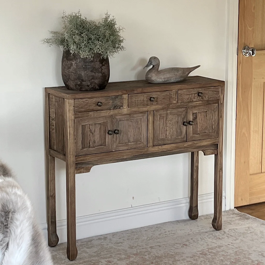 Compact Reclaimed Oak Console Table - Image 3