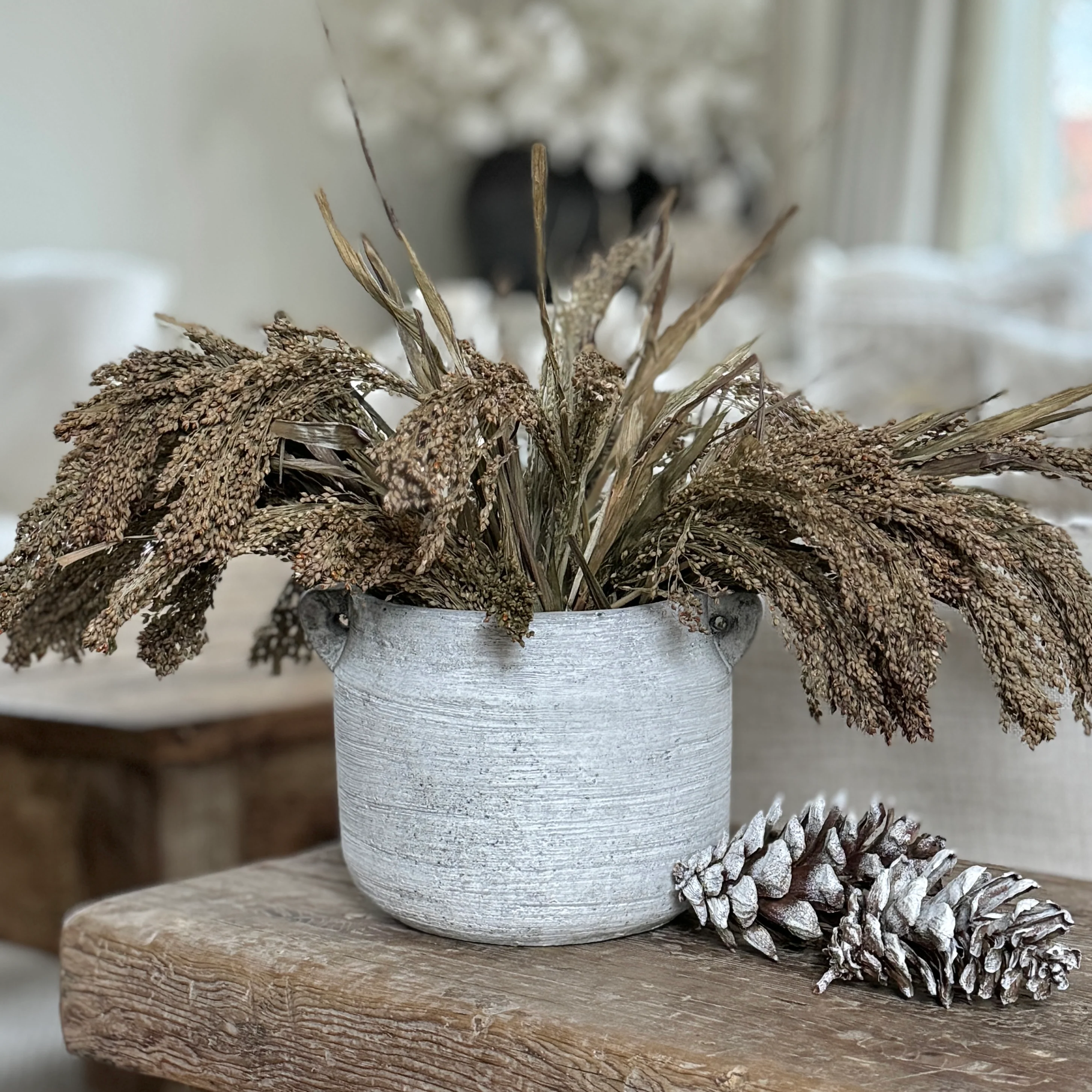 Concrete Effect Ribbed Small Vase