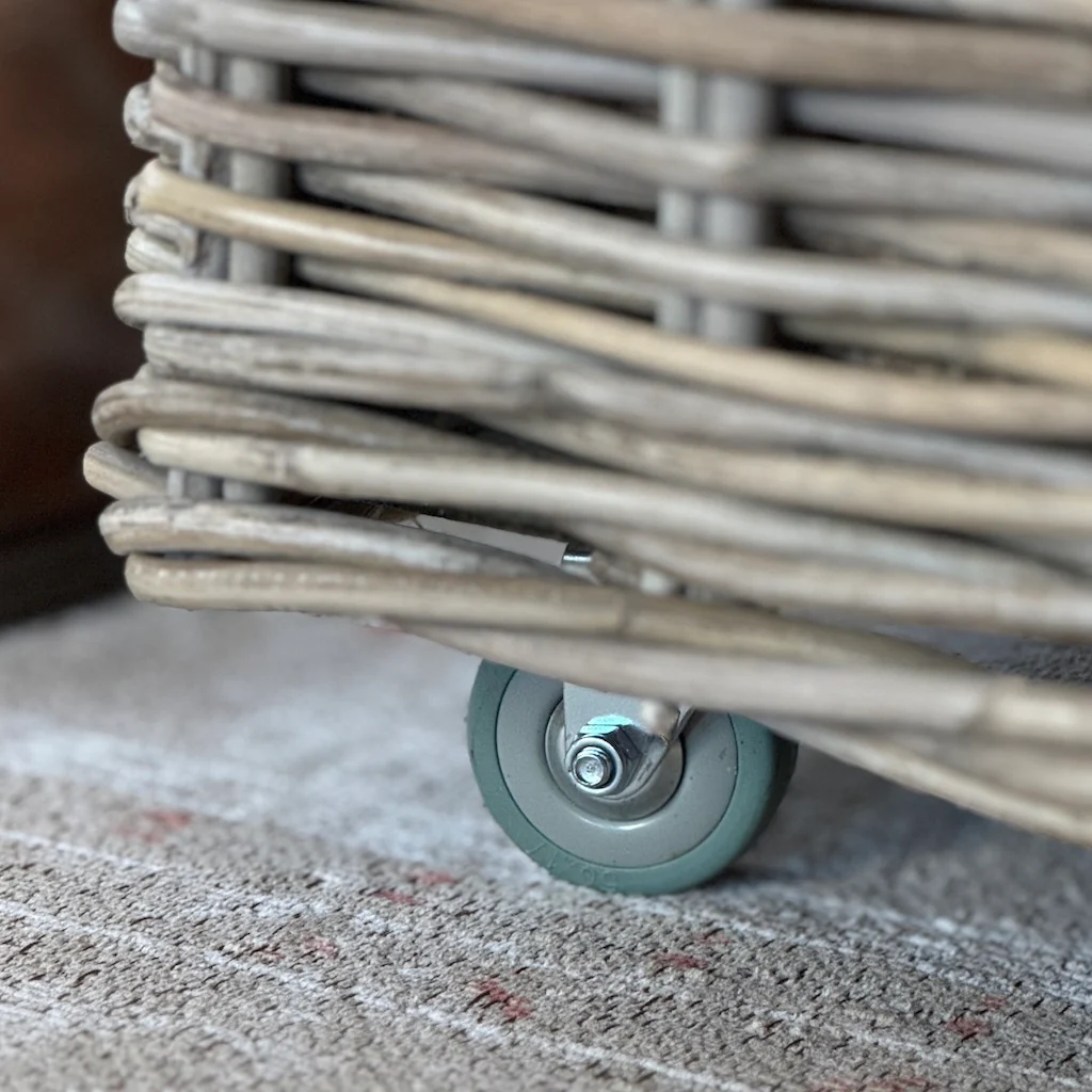 Rattan Log Basket Trolley - Image 3