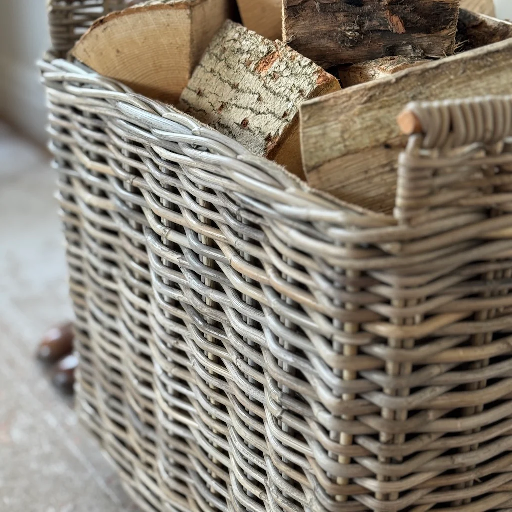 Rattan Log Basket Trolley - Image 4