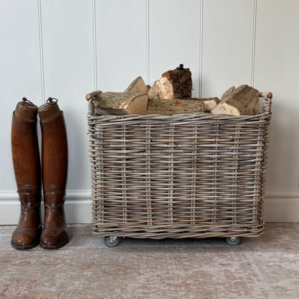 Rattan Log Basket Trolley - Image 6